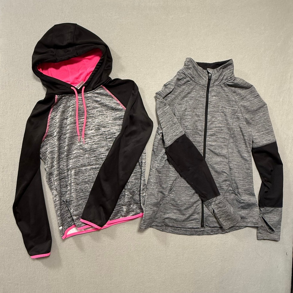 Lot of 2 Danskin Now Pullover Hoodie Zip Front Sweatshirts Women Medium 8-10‎